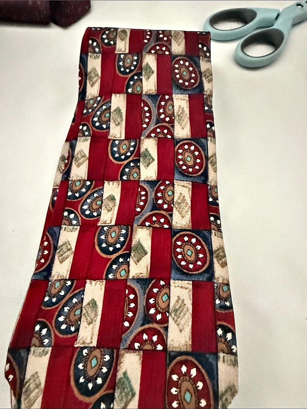 Guy Laroche Geometric Pattern Tie Red & Blue